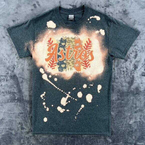 Houston Astros Custom 1 of 1 T Shirt Men Small Reverse Bleached MLB Baseball - Picture 11 of 16